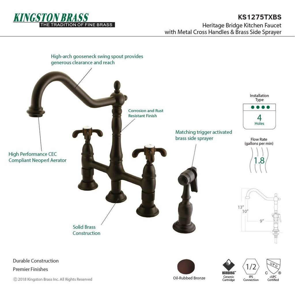French Country 8-Inch Centerset Kitchen Faucet with Brass Sprayer Satin Nickel X1799