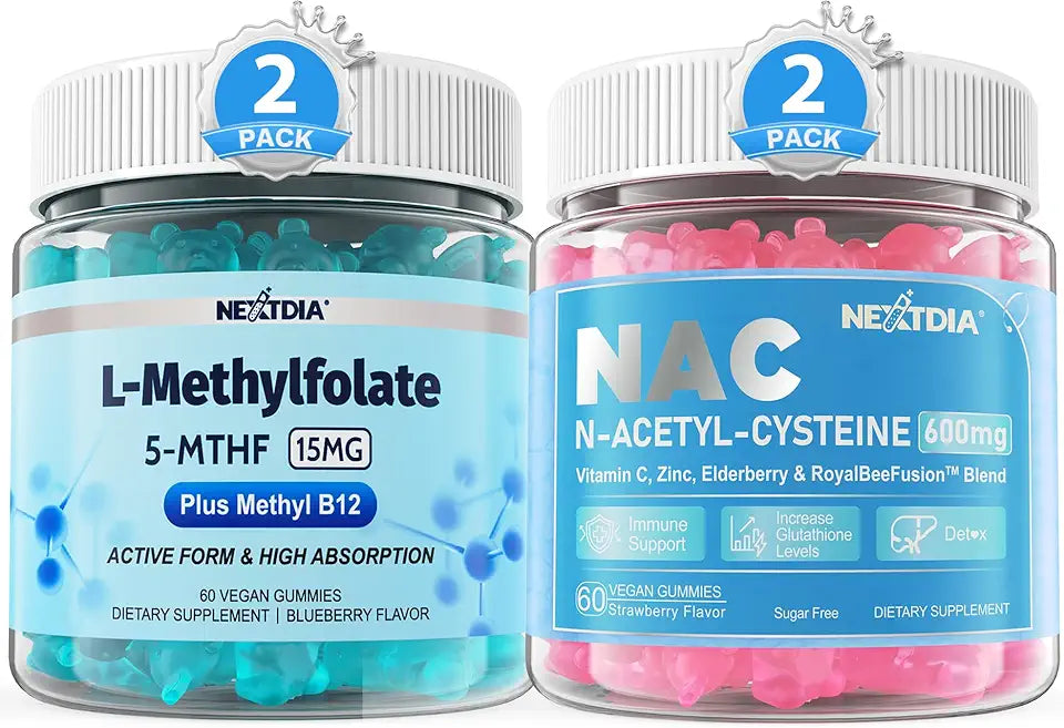 L-MethylFolate 15mg & Methyl B12 Gummies + NAC Gummies R6346
