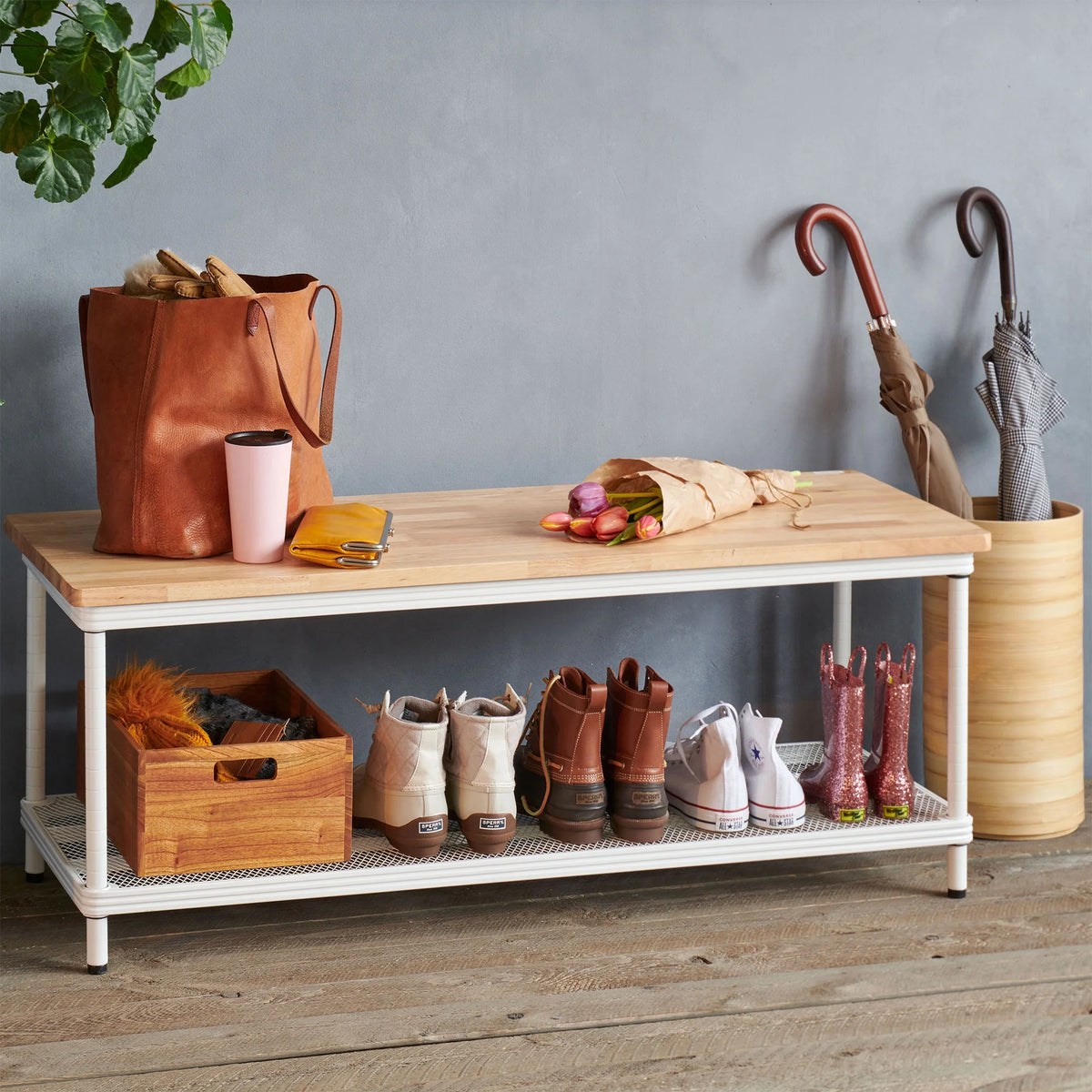 2-Tier White Metal Storage Shelving Unit Q5978