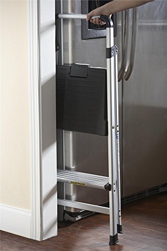 2 Step Folding Step Stool, Aluminum/Black N923124