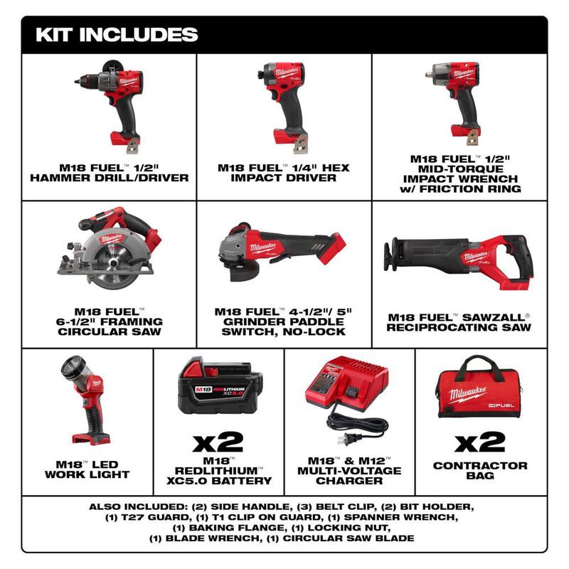 18V Lithium-Ion Brushless Cordless Combo Kit with 5.0 Ah Batteries 7-Tool O285533