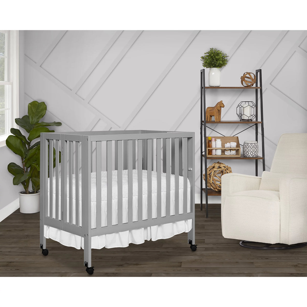 Pebble Grey Folding Crib K120