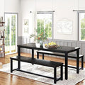47" 3 Piece Wood Dining Table Set with Benches X44466