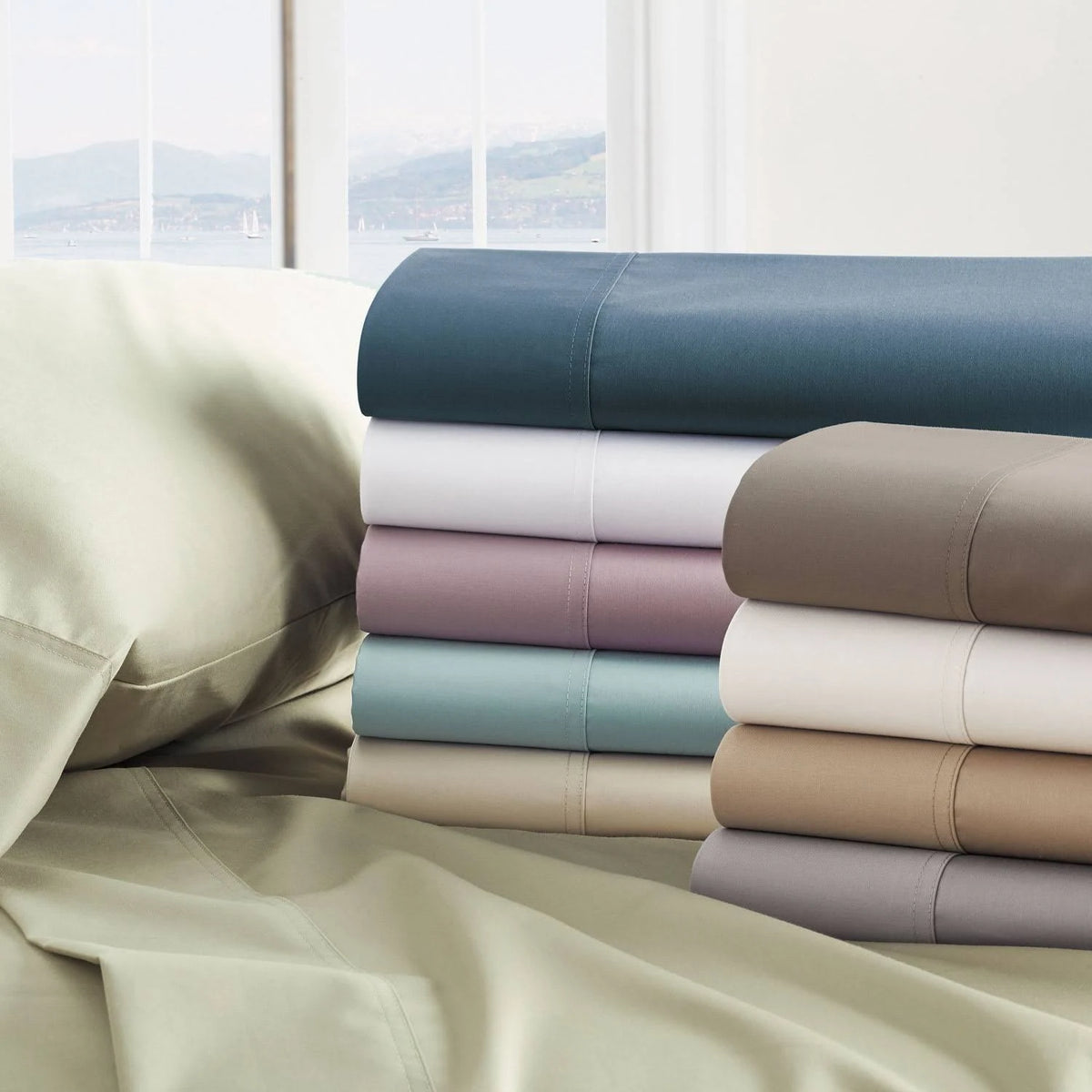 Midnight Blue Supima Cotton Sateen California King Fitted Sheet H4873