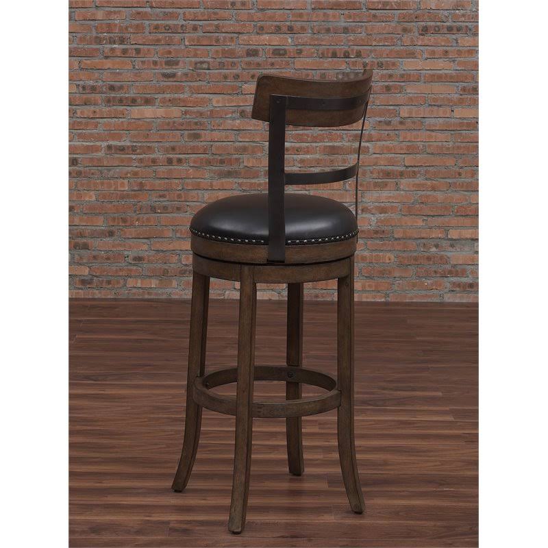 Swivel Tall Bar Stool in Washed Brown and Black Q551908
