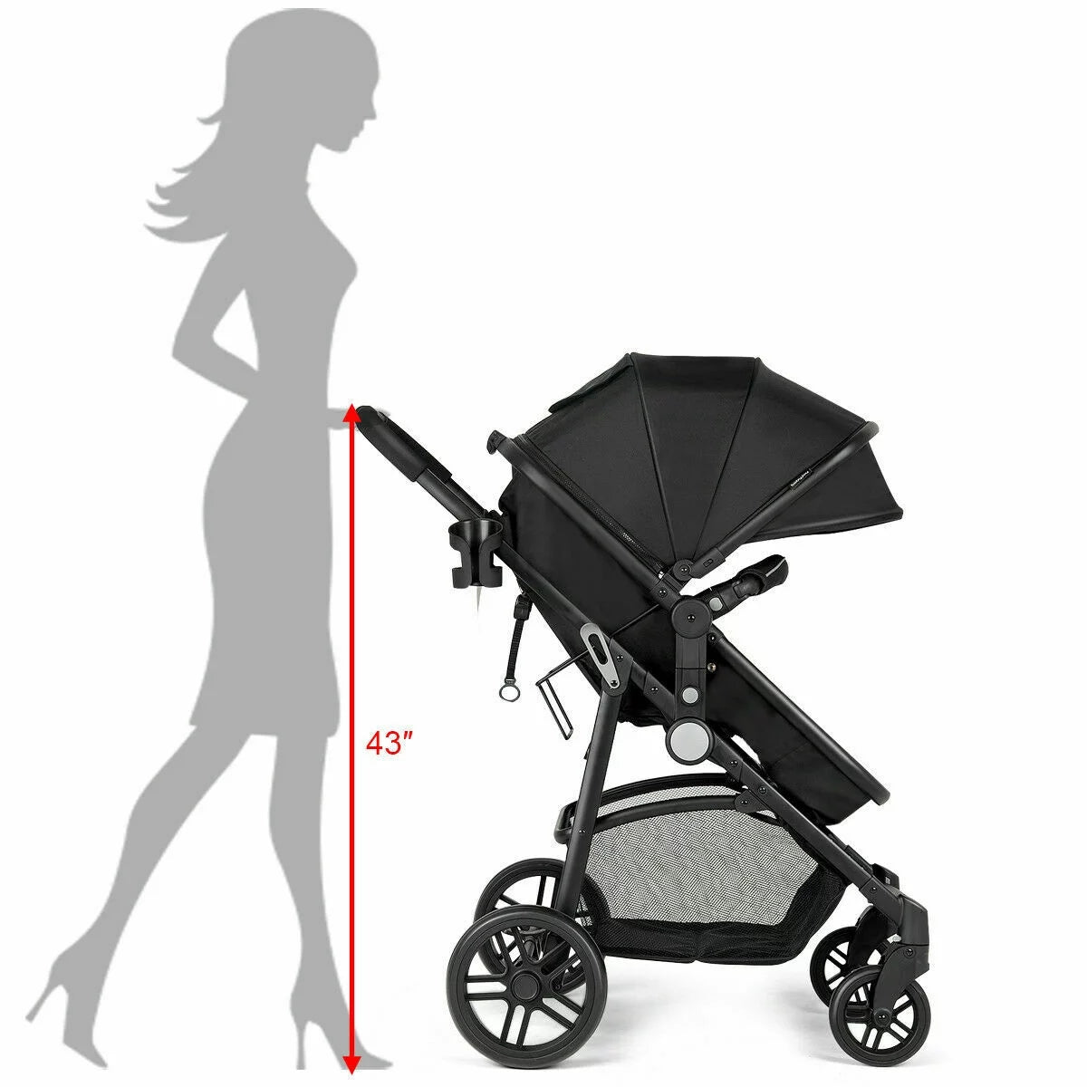 Foldable Baby Stroller Black B6894