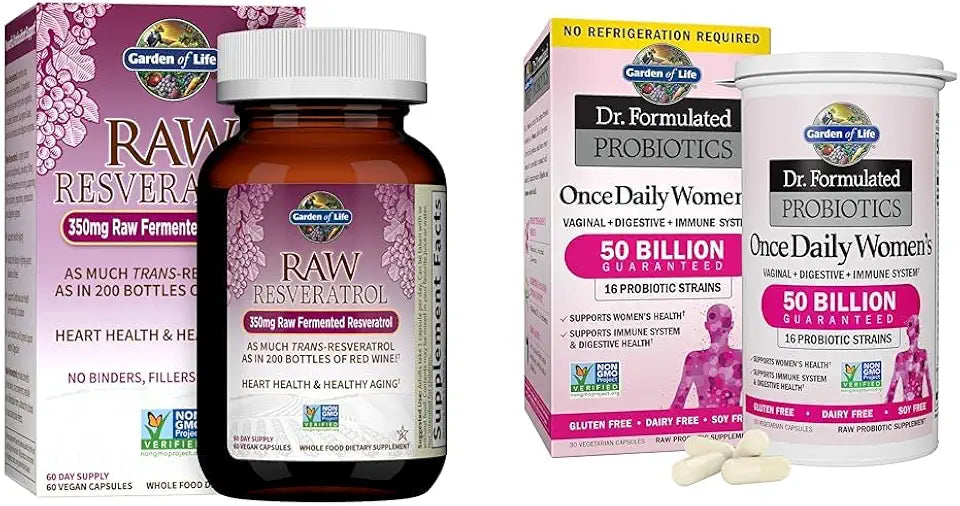 Resveratrol Supplement and Women's Probiotics 50 Billion 30 Count U427320