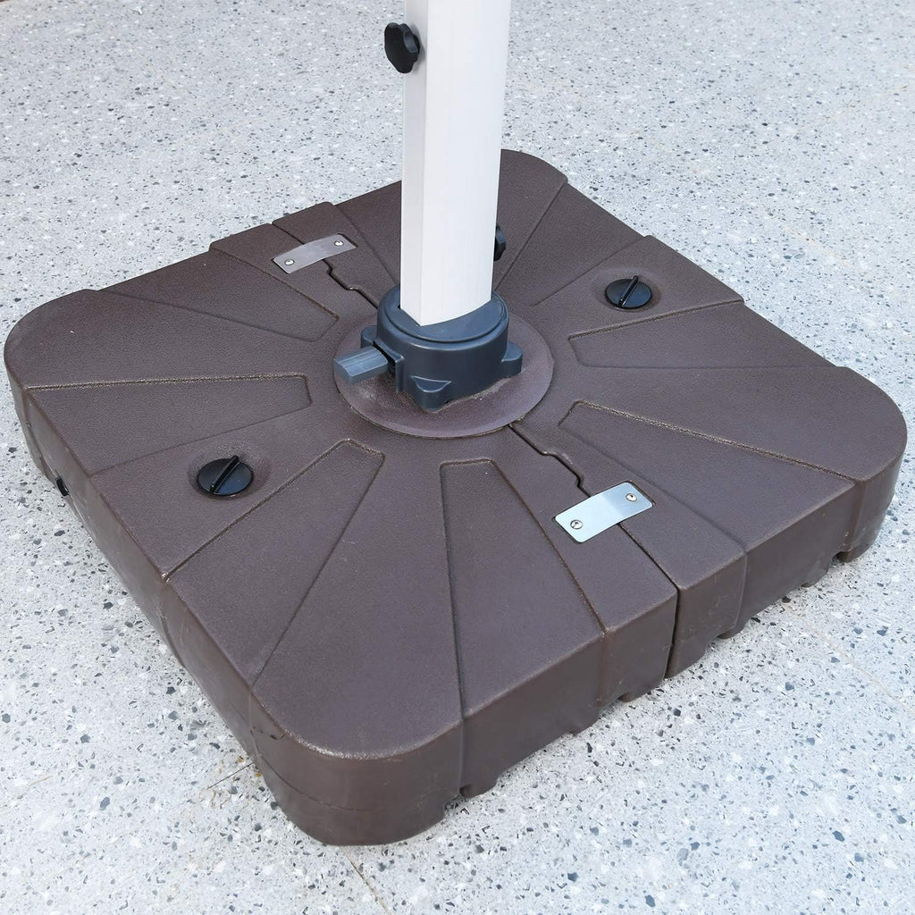 10 FT Square Cantilever Umbrella with Solar LED Lights and Cross Base, Beige S4425