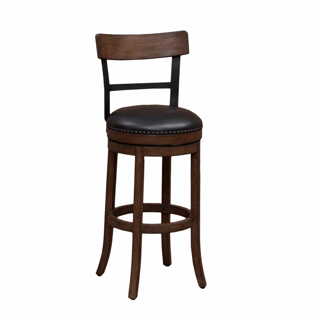 Swivel Tall Bar Stool in Washed Brown and Black Q551908
