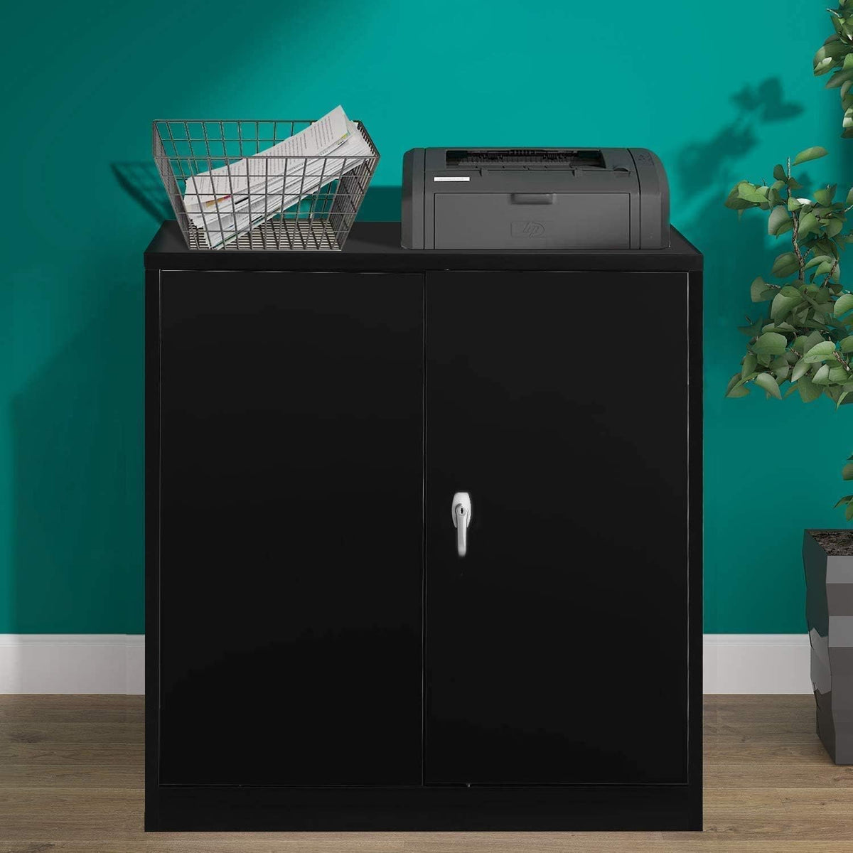 Lockable Metal Storage Cabinet with 2 Adjustable Shelves P2010