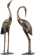 Cast Aluminum Crane Statue Set of 2 Antique Bronze T7179