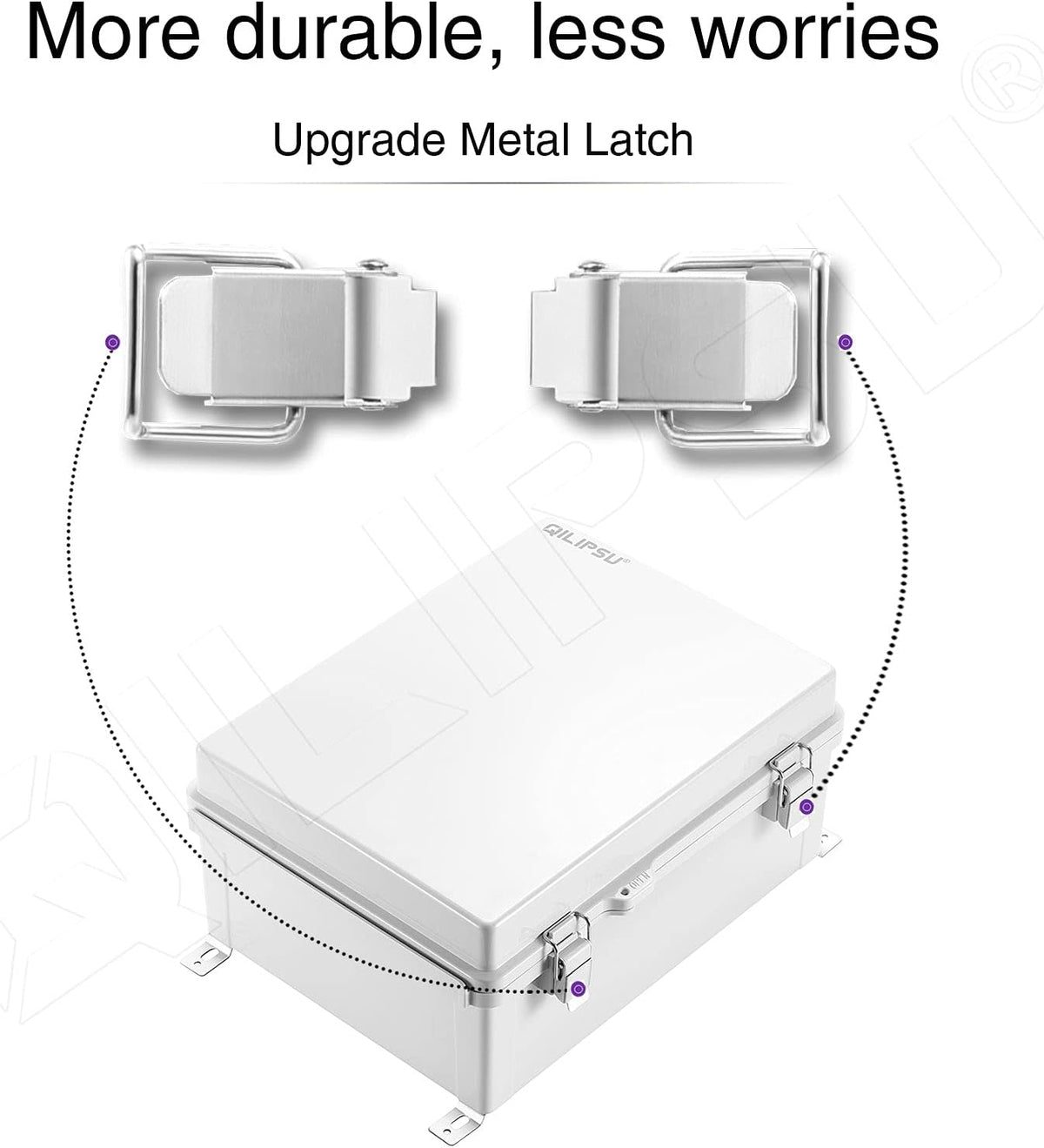 Hinged Cover Stainless Steel Latch Junction Box with Mounting Plate, ABS Plastic IP67 Waterproof Grey T23642
