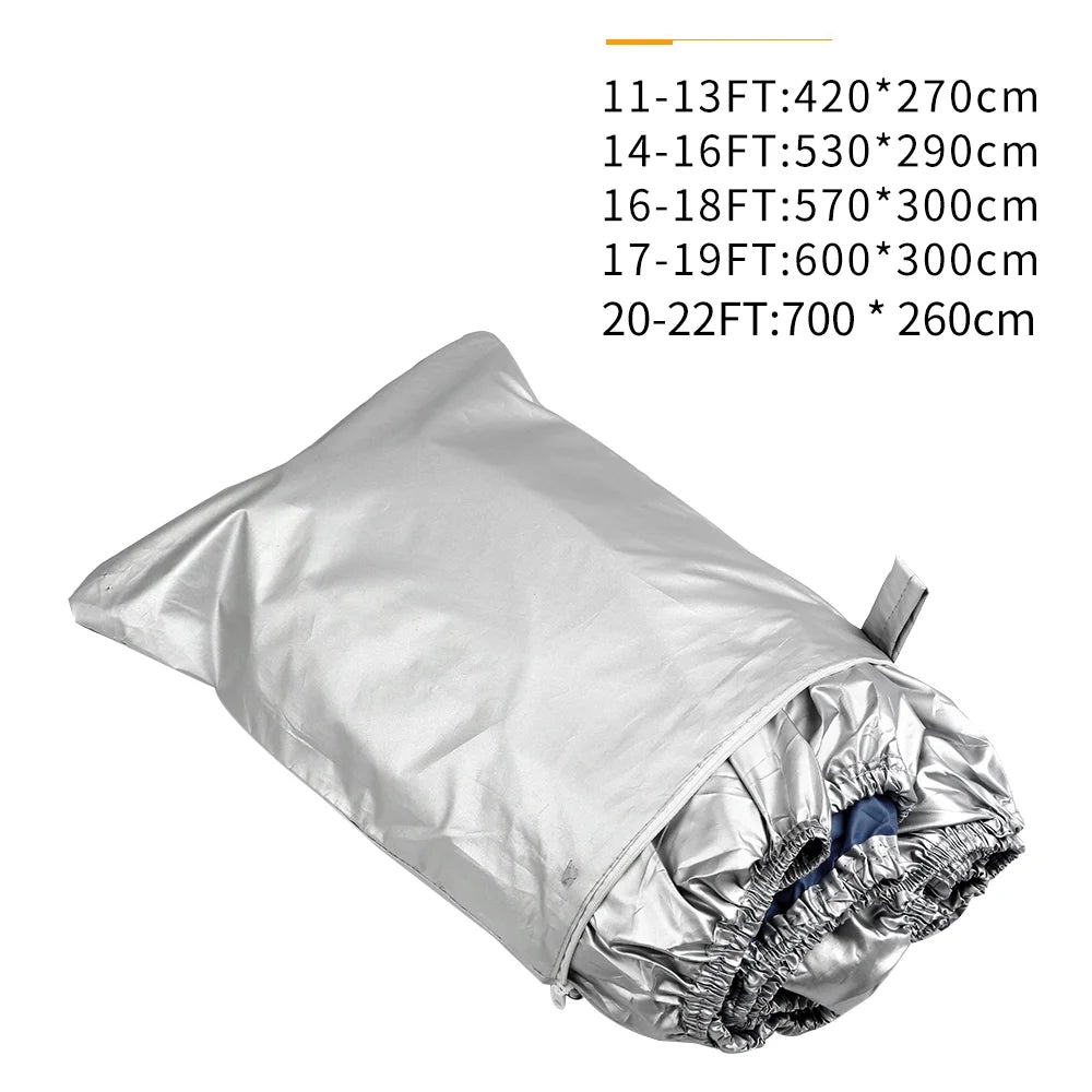 Boat Cover Waterproof Heavy Duty 300D Oxford Fabric Silver Reflective 20-22FT Q76905