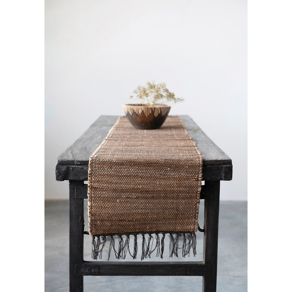 Brown Terra Cotta Bowl with Rattan Stitching J625