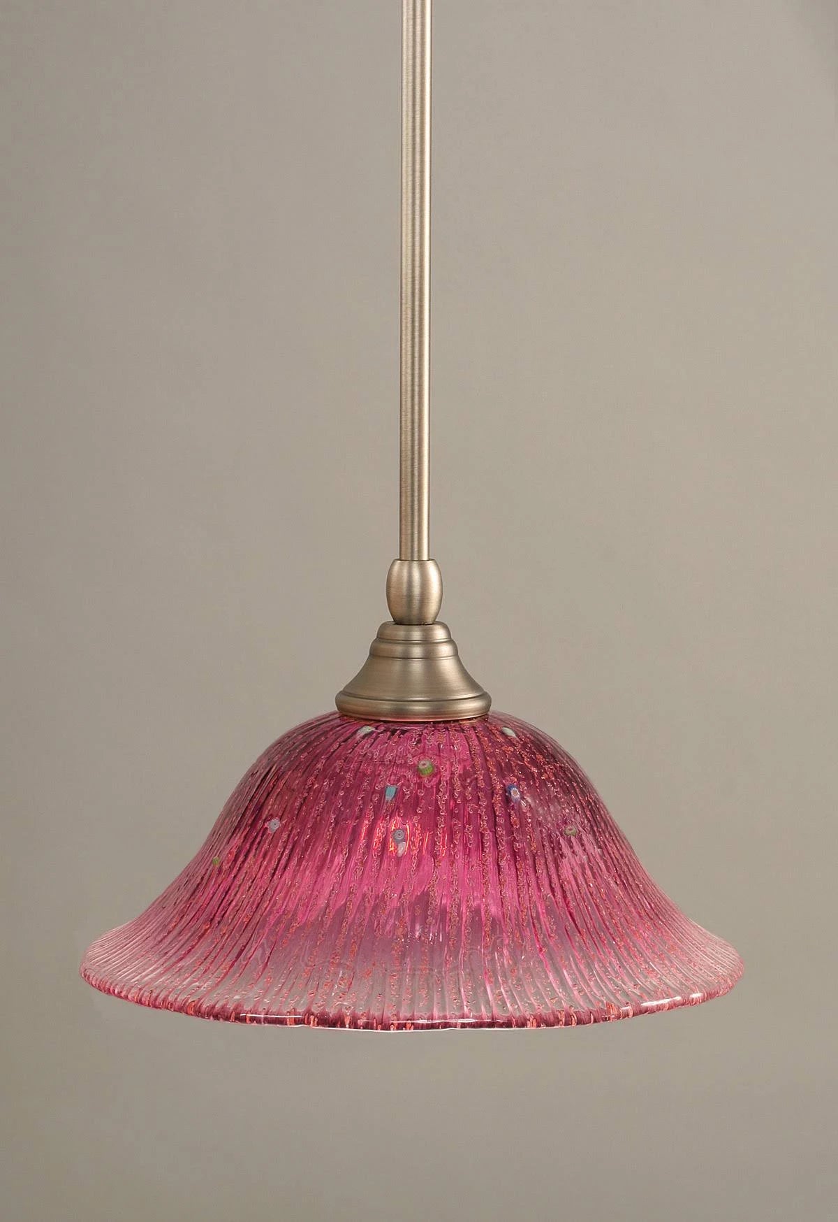 One Light Stem Mini-Pendant Brushed Nickel Finish with Wine Crystal Glass O568936