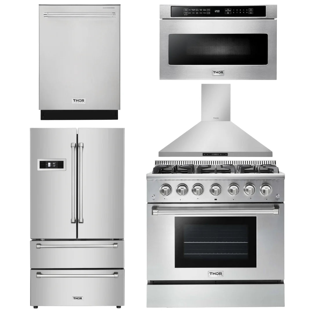 36 Gas Range, Range Hood, Microwave, Refrigerator, Dishwasher Z228565