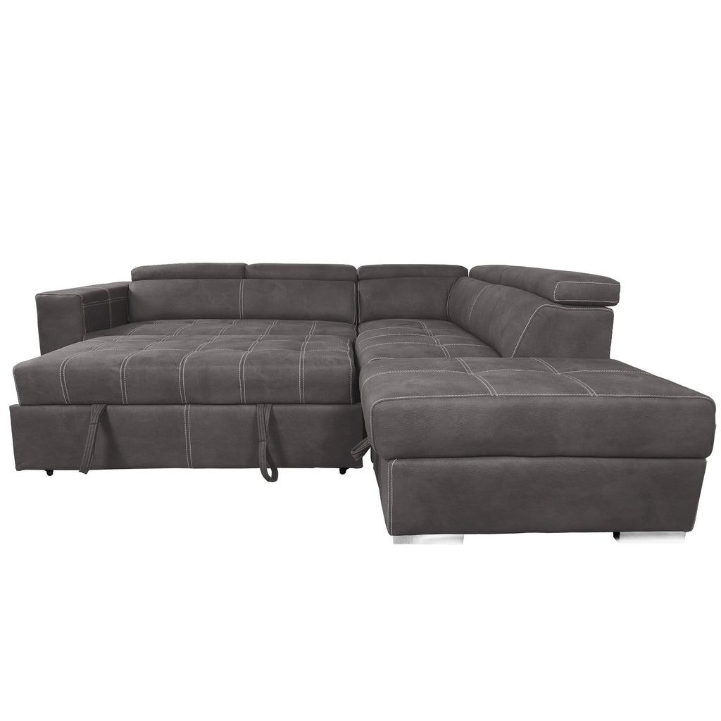 Brown 3-Piece Corner Sleeper Sectional with Storage Ottoman H206741