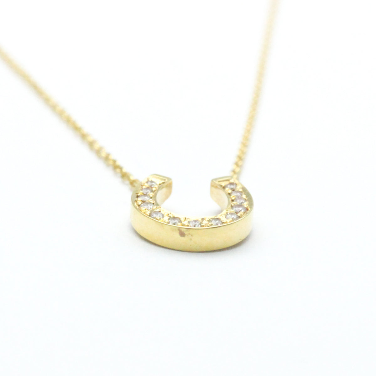 18K Yellow Gold Horseshoe Diamond Pendant Necklace K717518