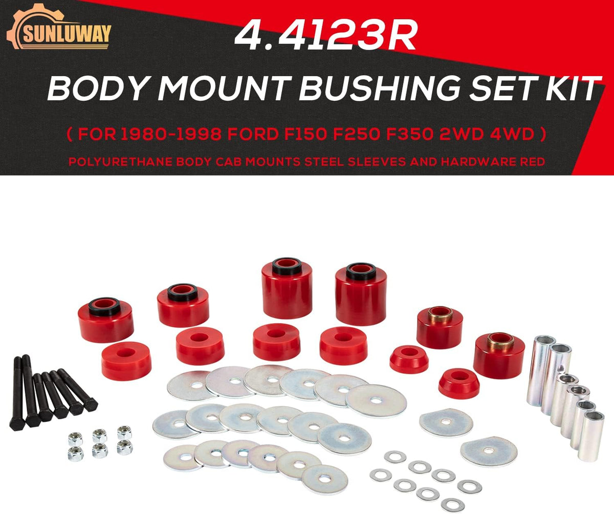 Red Polyurethane Body Mount Bushing Set Kit for Ford F150 F250 F350 G39108