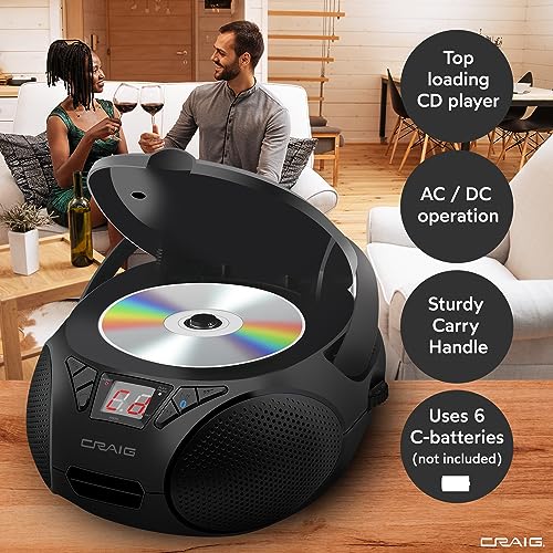 Portable Top-Loading Stereo CD Boombox with AM/FM Radio Bluetooth Y212459
