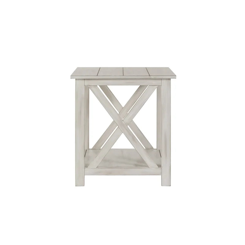 Antique White Wood Side Table O280