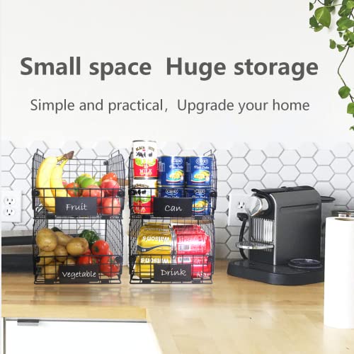 4 Pack 12"x10.4"x7.8" Black Metal Stackable Baskets J187
