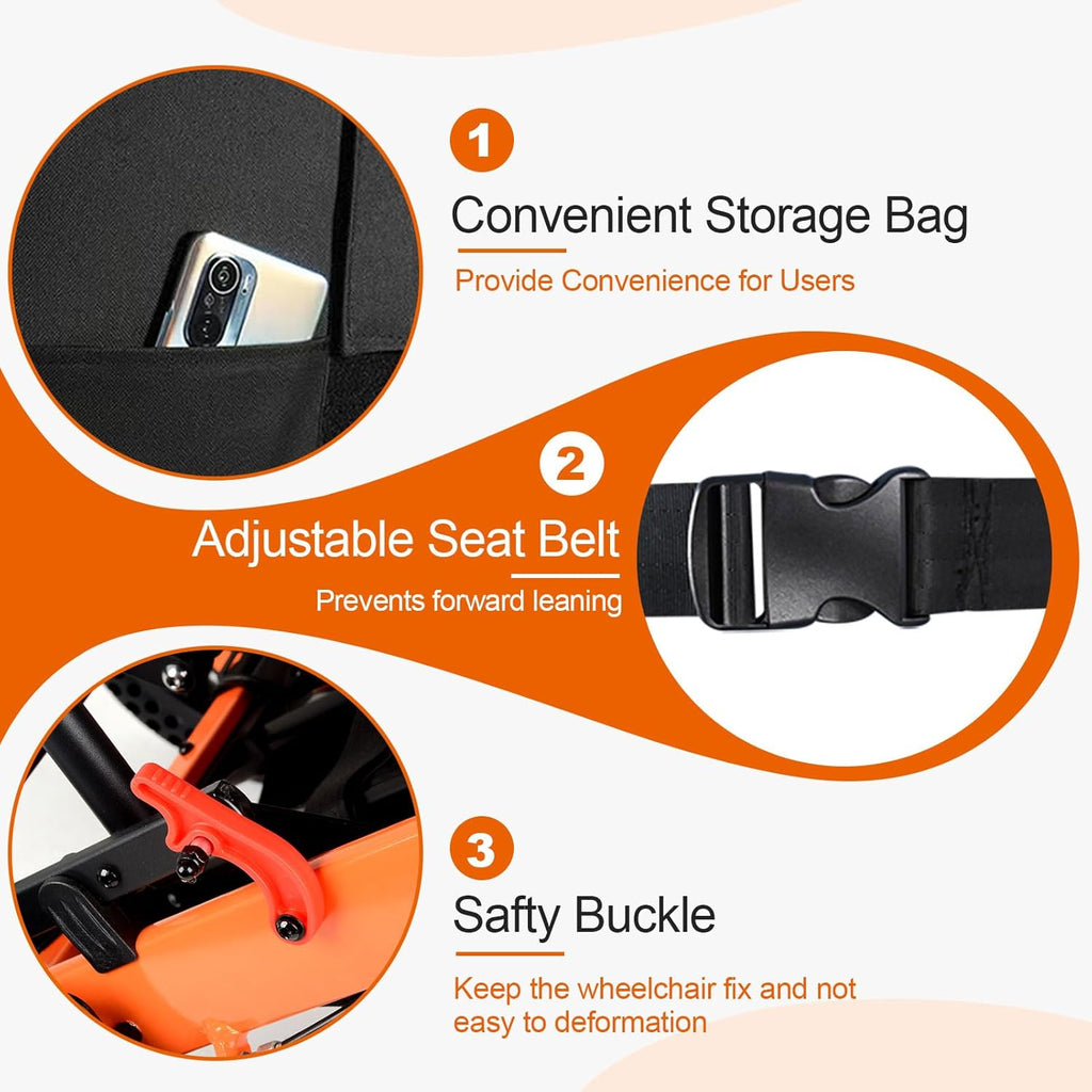 Lightweight Transport Wheelchair with Safety Belt Q867482