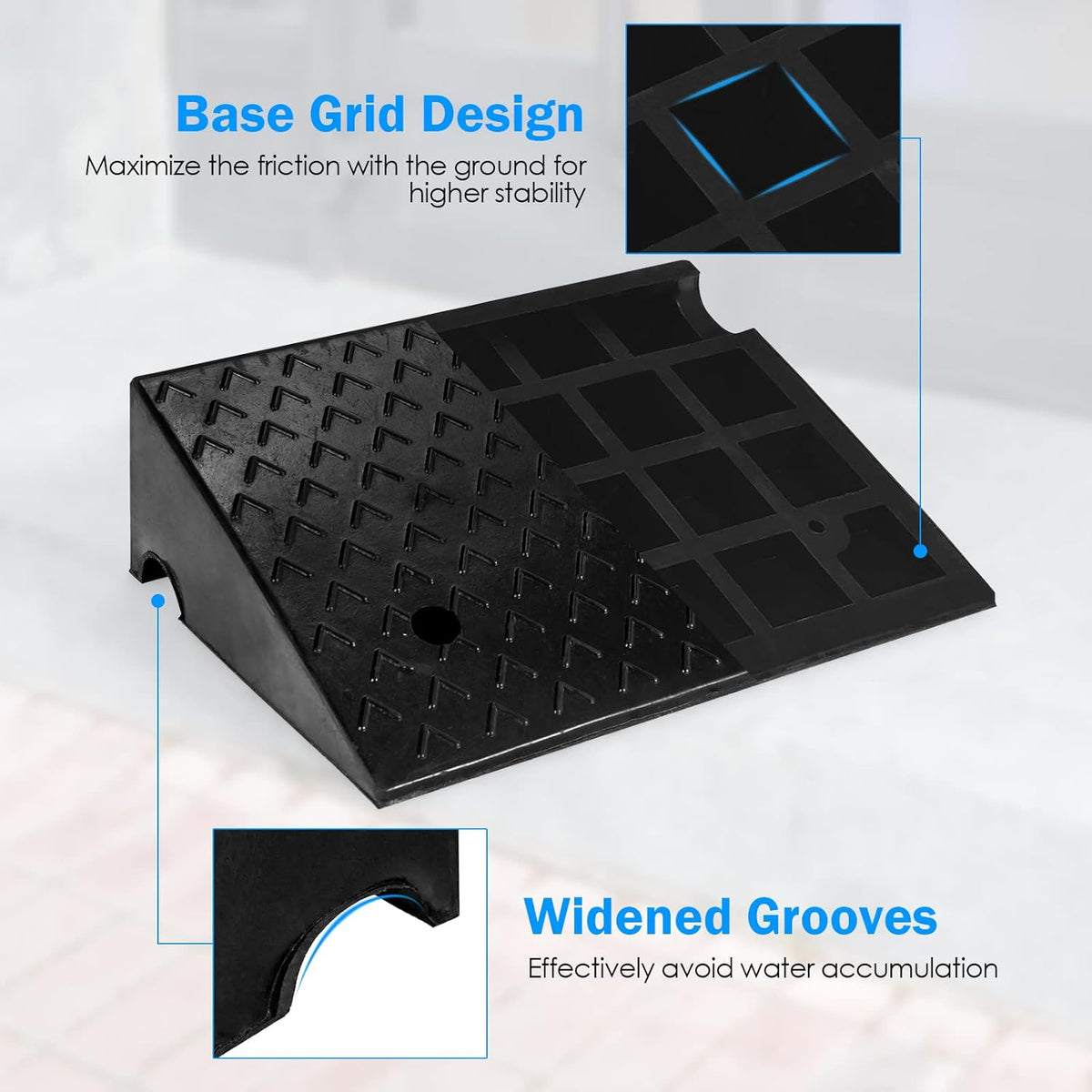 Rubber Curb Ramps, 6 H x 19 W, Pack of 2 G190