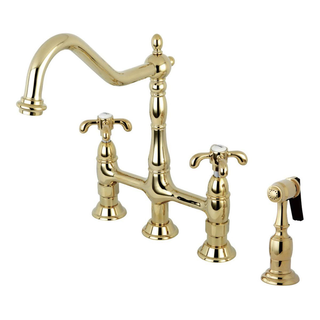 French Country 8-Inch Centerset Kitchen Faucet with Brass Sprayer Satin Nickel X1799