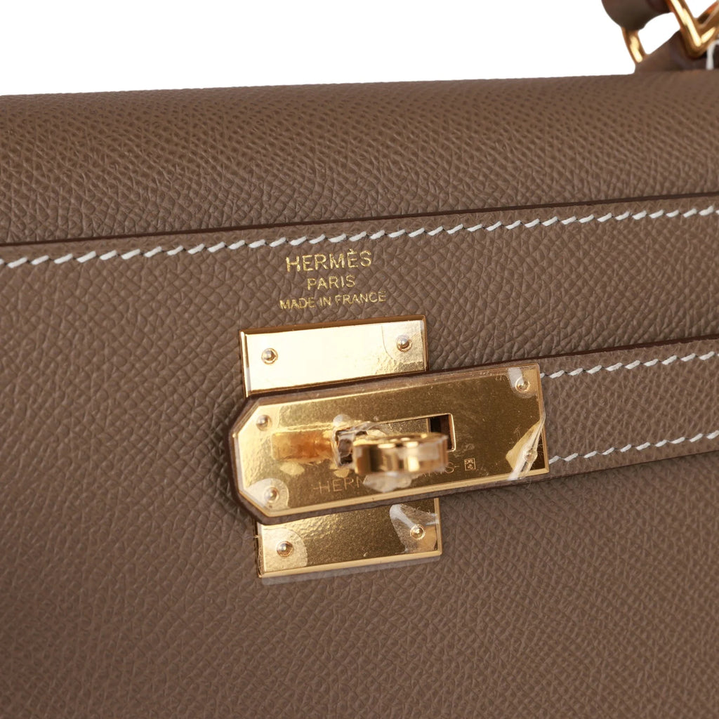 Kelly 28 Etoupe Epsom Handbag J7460