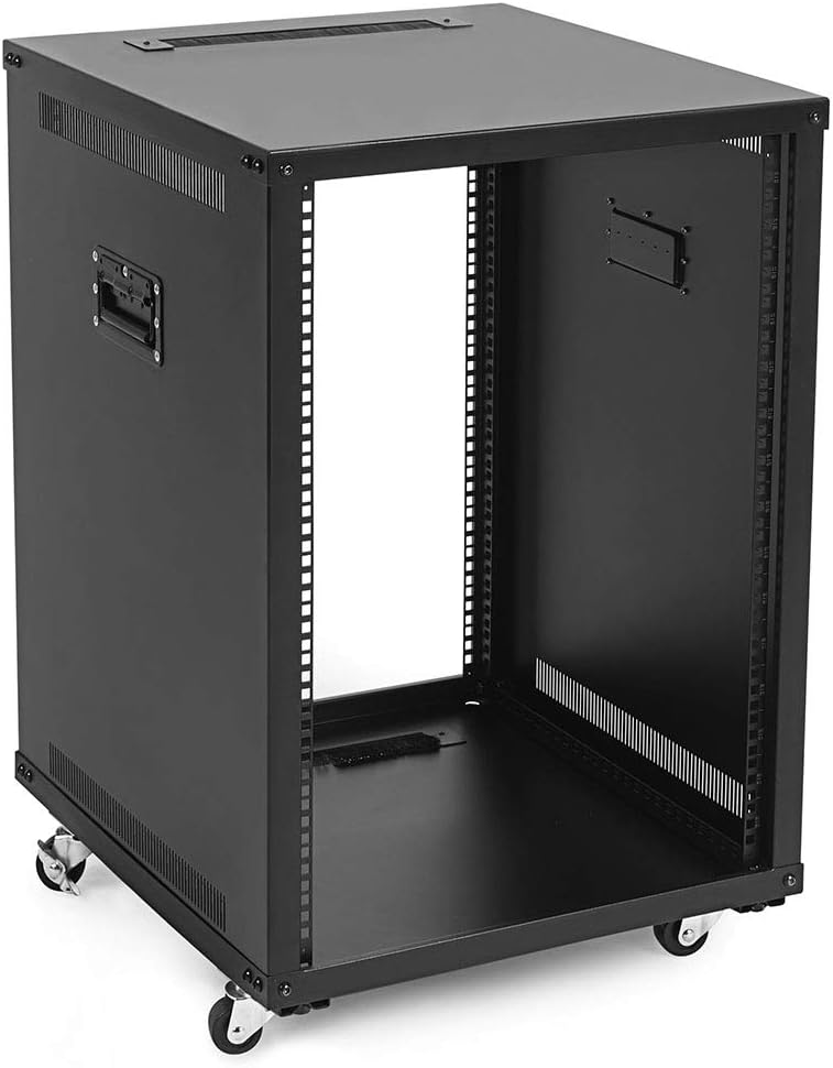 15U Portable Rolling Network Rack with Adjustable Depth R2173