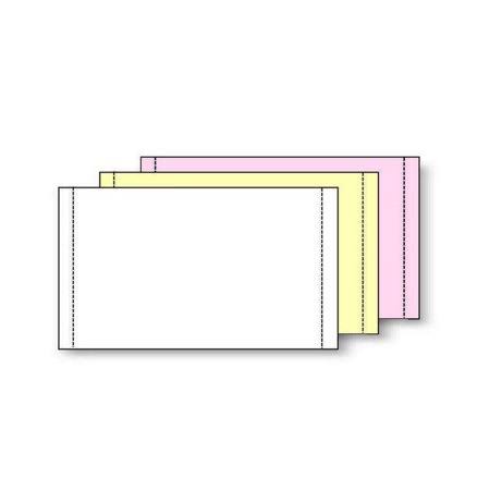 Carbonless 13# White/Canary/Pink Computer Paper, 1/2 Perf Left & Right, Ream of 2000 A8812