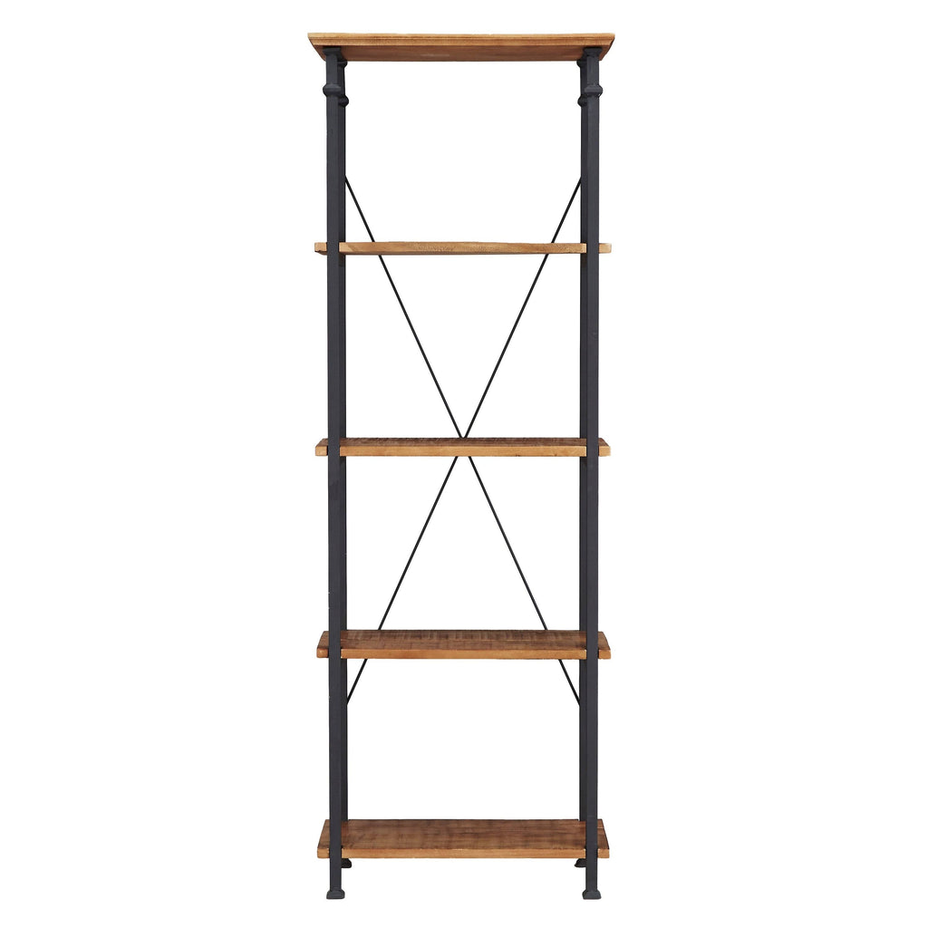 Brown and Black 4 Shelves Wooden Bookcase Y7350