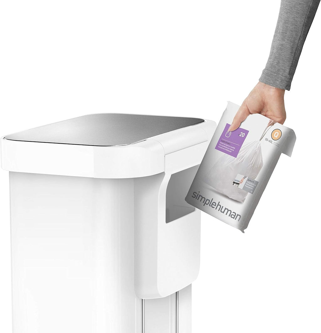 55 Liter White Stainless Steel Kitchen Step Trash Can S8980