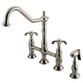 French Country 8-Inch Centerset Kitchen Faucet with Brass Sprayer Satin Nickel X1799