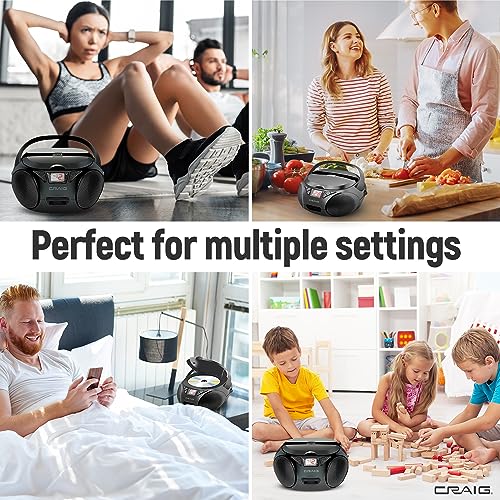 Portable Top-Loading Stereo CD Boombox with AM/FM Radio Bluetooth Y212459