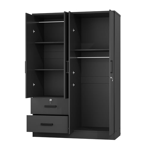 White 4 Doors Wardrobe 2 Drawers with Shelves V521211