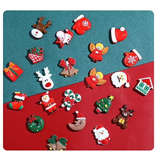 100pcs Christmas Slime Flatback Charms, Assorted Craft Resin Ornaments Miniature Ornaments Set O522653