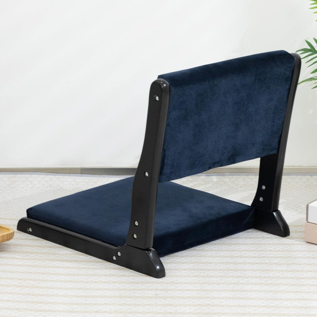 Dark Blue Upholstered Foldable Floor Chair A2120