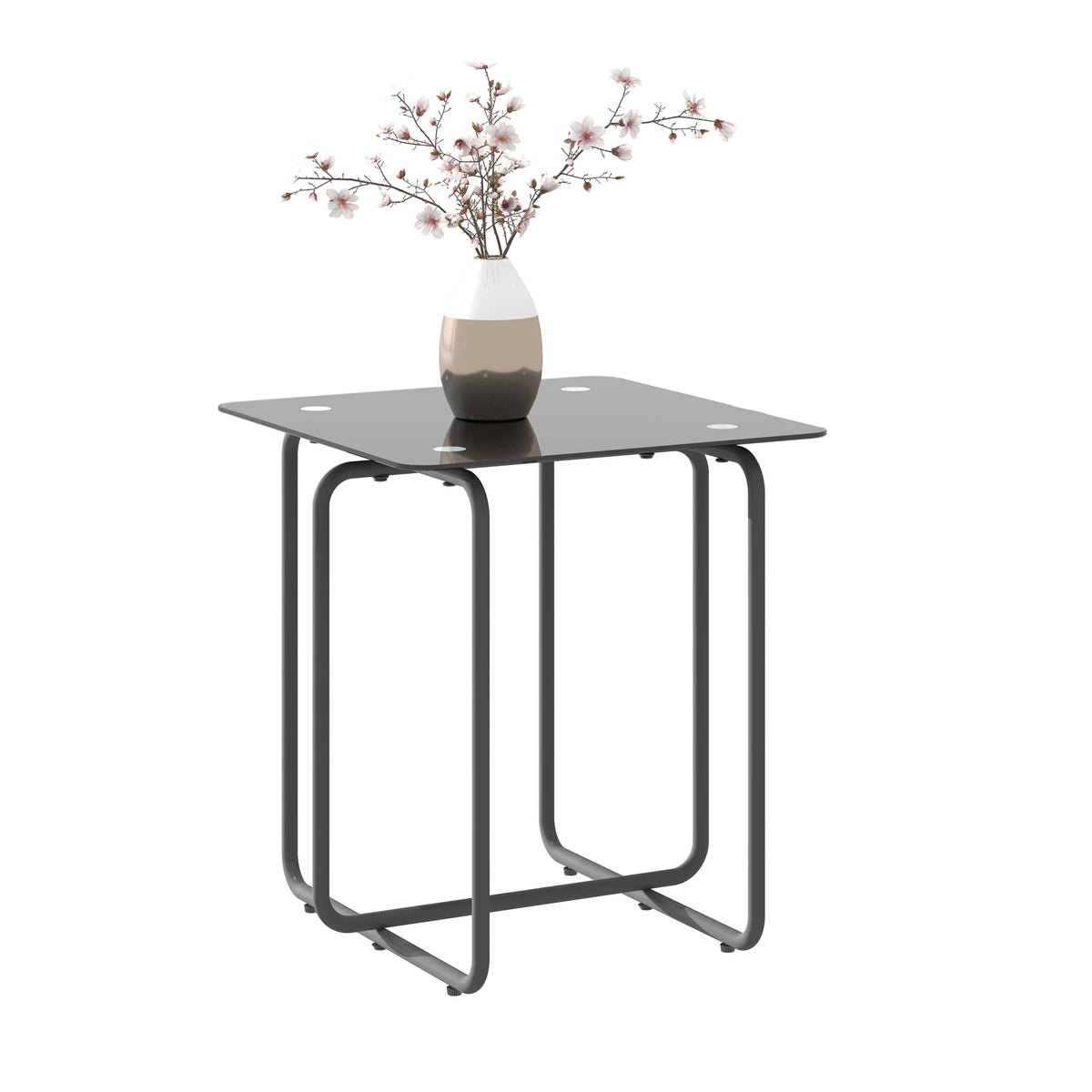 Modern Tempered Glass Coffee Table, Black O49145