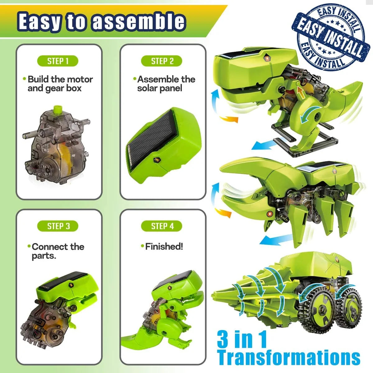 STEM Robots Building Educational Toys Science Kit 3 in 1 Solar Dinosaur Desk Robot C967