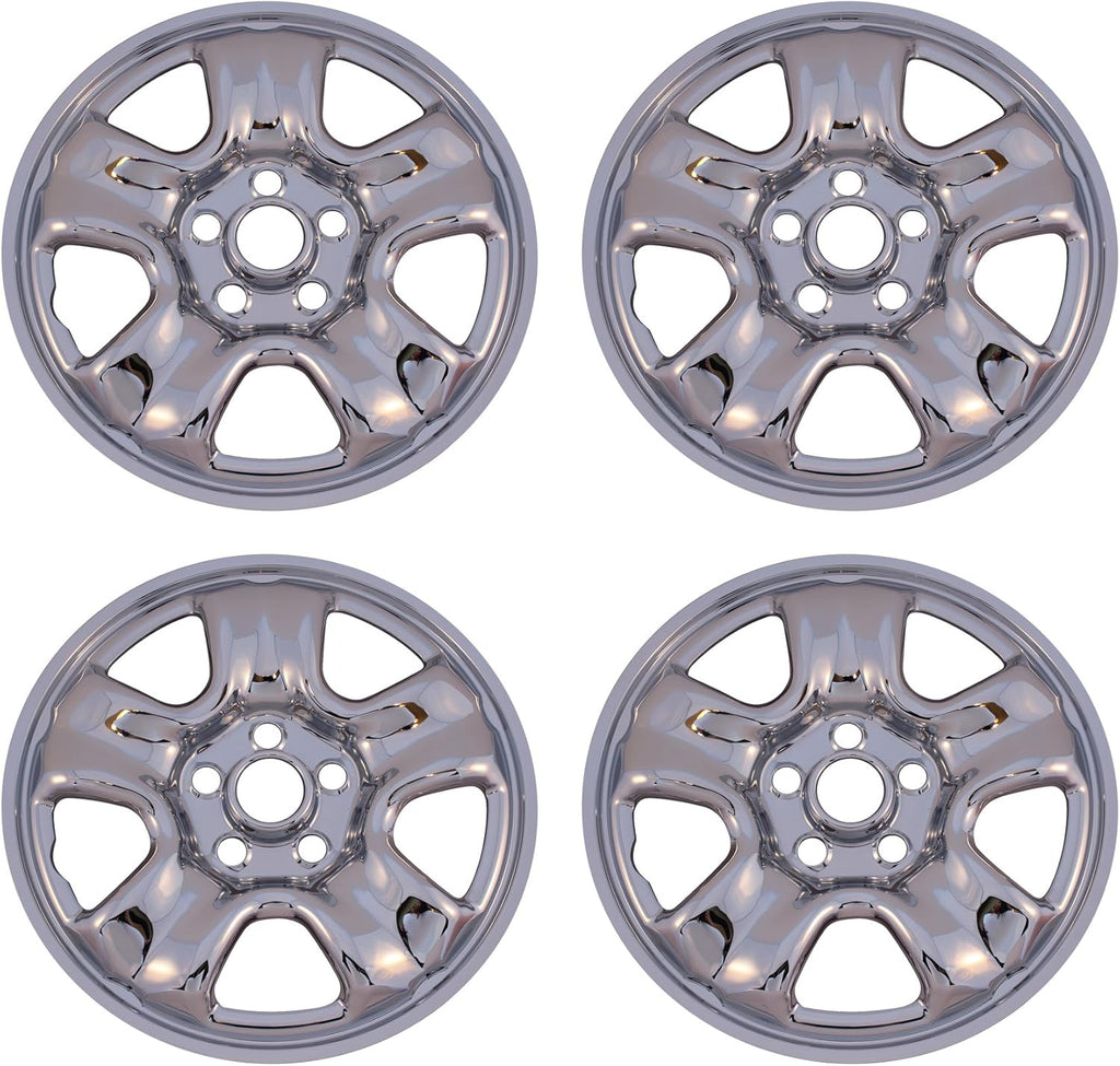 Chrome 5 Spoke Steel Rim Wheel Skin Hub Caps Set of 4 I229