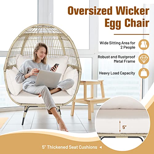 Oversized Wicker Egg Chair with 4 Cushions T12457