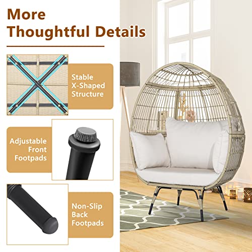 Oversized Wicker Egg Chair with 4 Cushions T12457