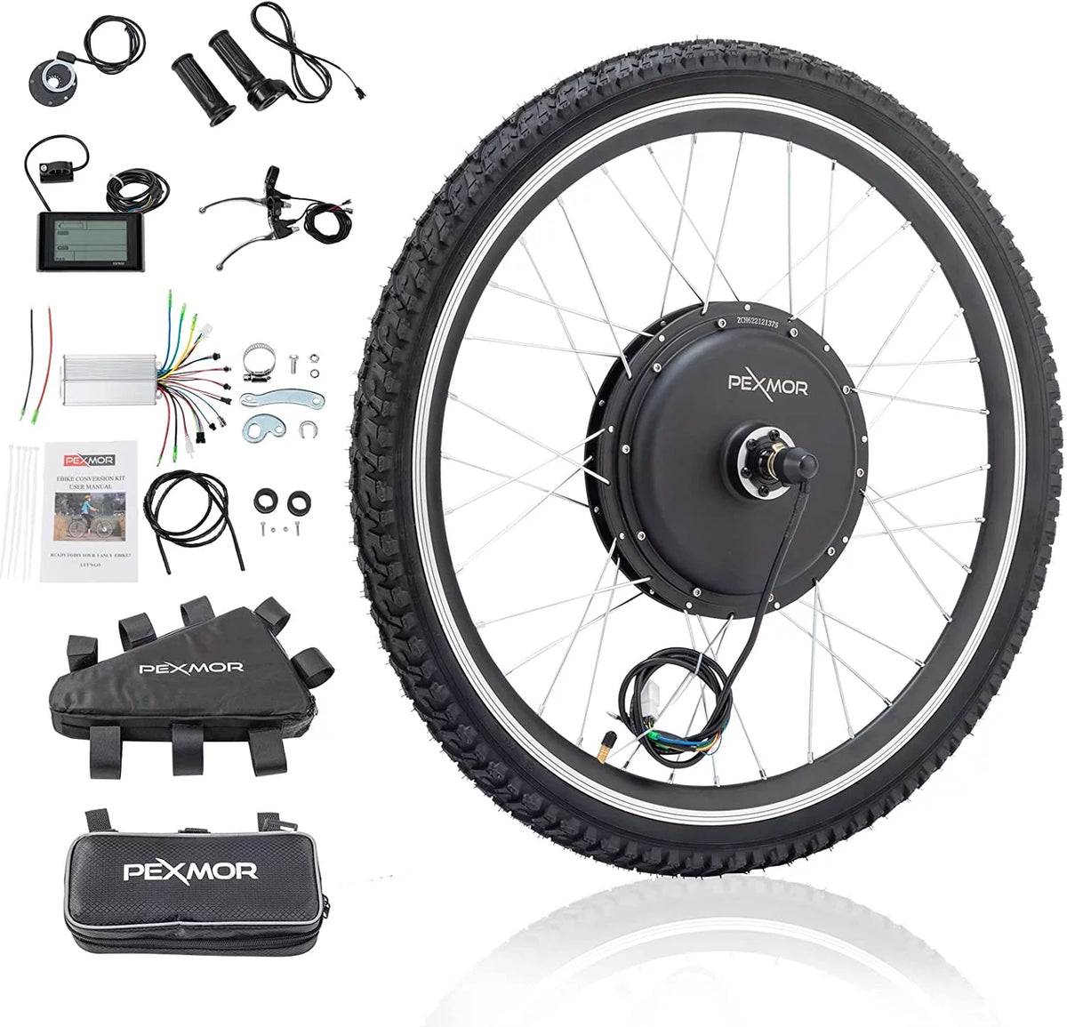 48V 1000W 26" Electric Bike Conversion Kit with LCD Display E601202