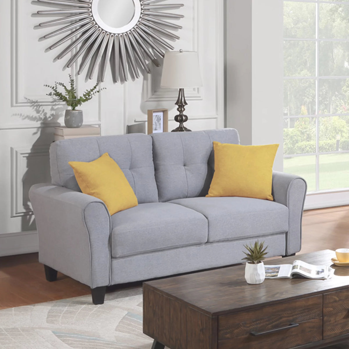 58" Gray Upholstered 2 Seater Sofa X2580