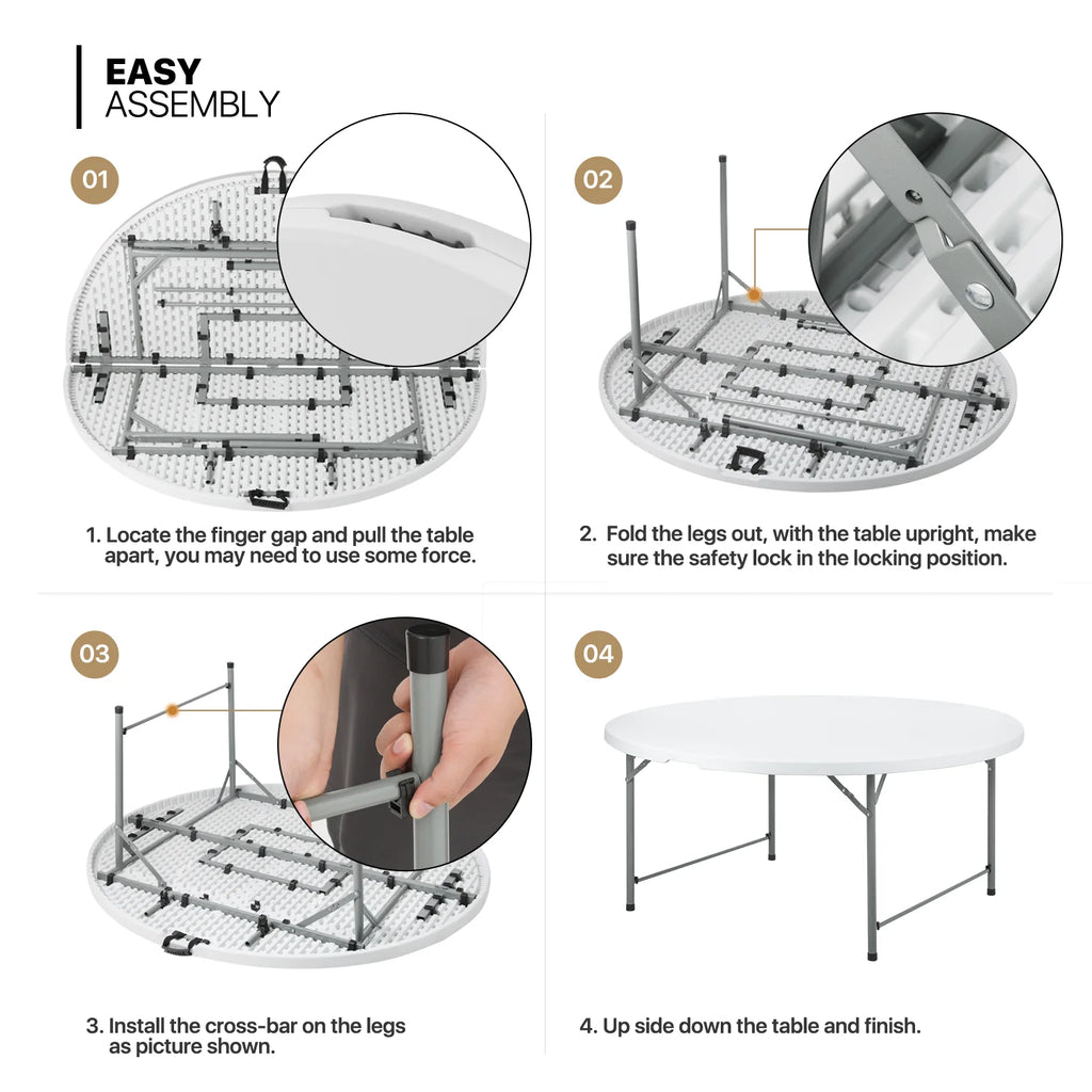 5.5 FT Folding Table and Chair Set of 13 White P538