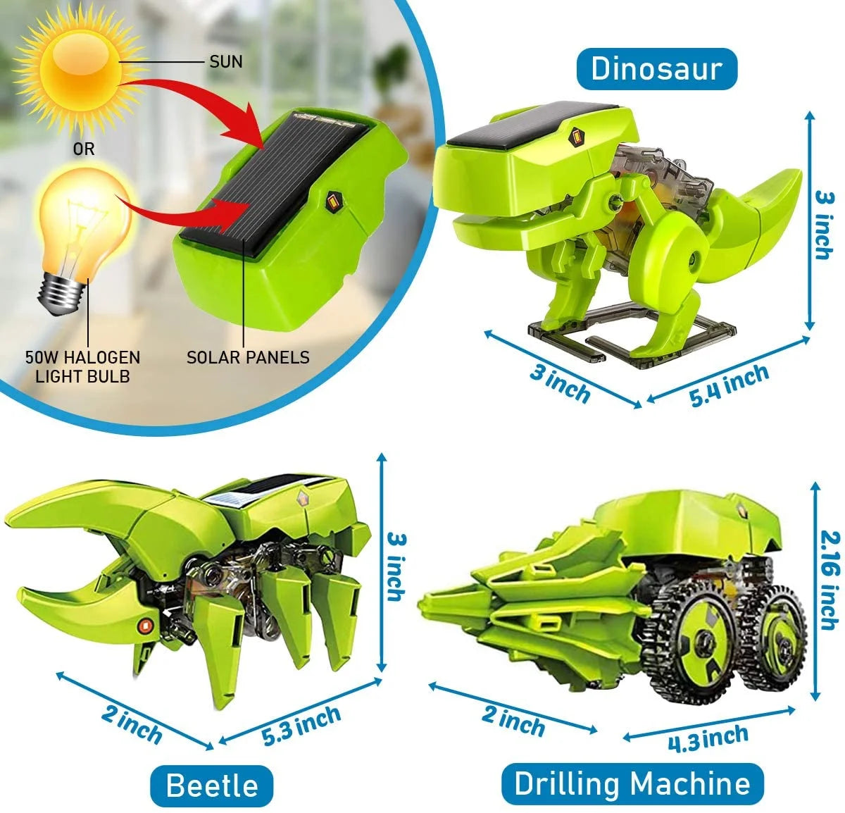 STEM Robots Building Educational Toys Science Kit 3 in 1 Solar Dinosaur Desk Robot C967
