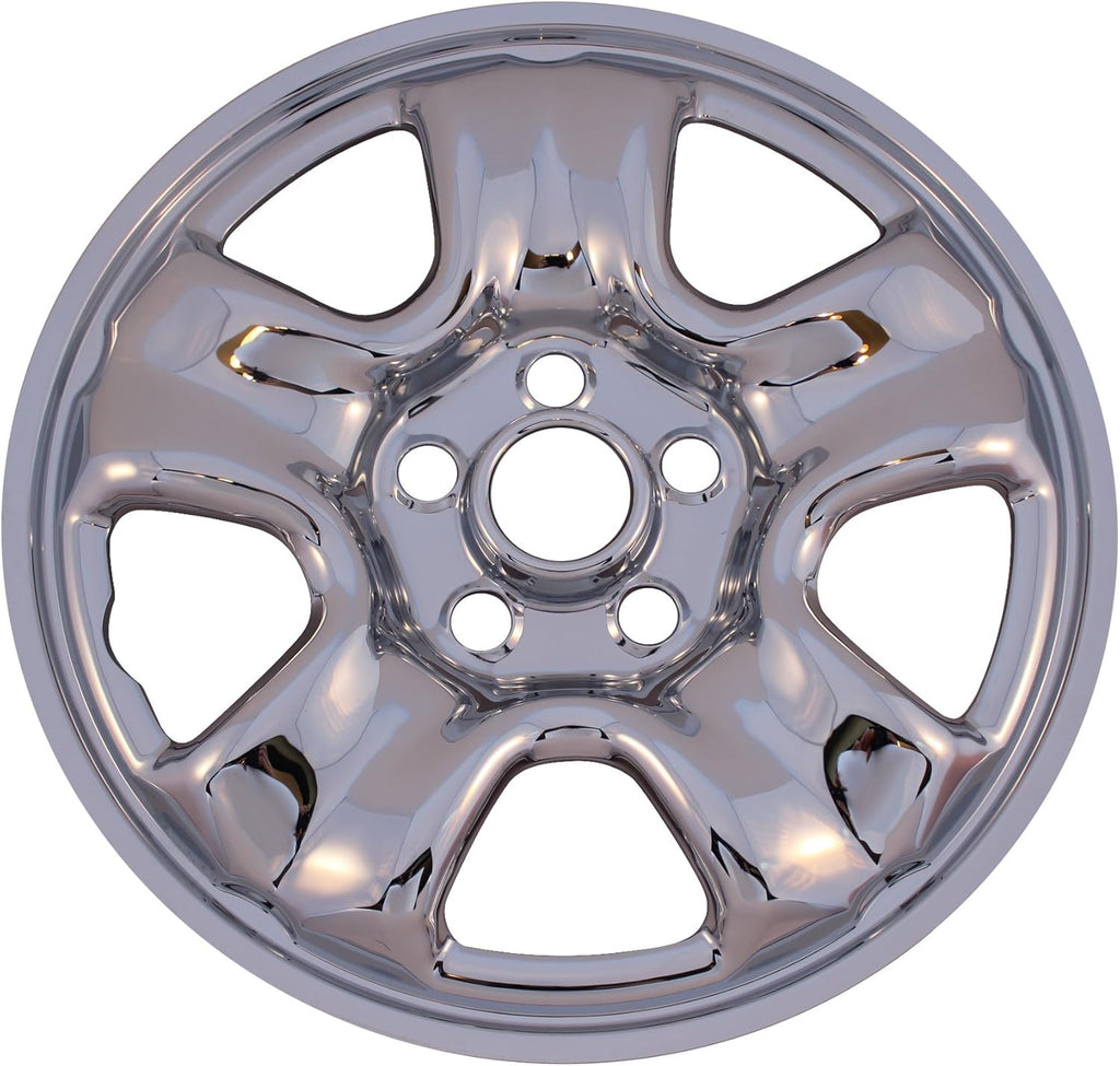 Chrome 5 Spoke Steel Rim Wheel Skin Hub Caps Set of 4 I229