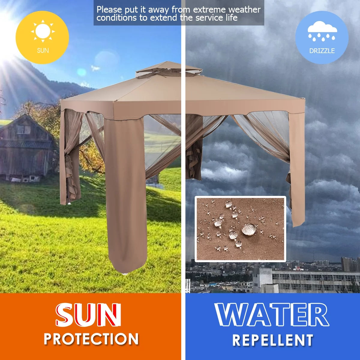 10'x 10' Canopy Gazebo with Mosquito Netting Z16234